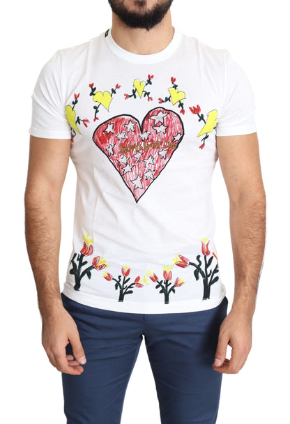 T-shirt Dolce & Gabbana en coton blanc imprimé Saint Valentin pour homme