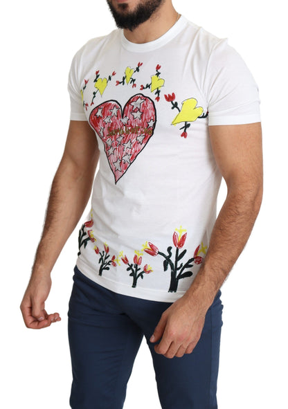 T-shirt Dolce & Gabbana en coton blanc imprimé Saint Valentin pour homme