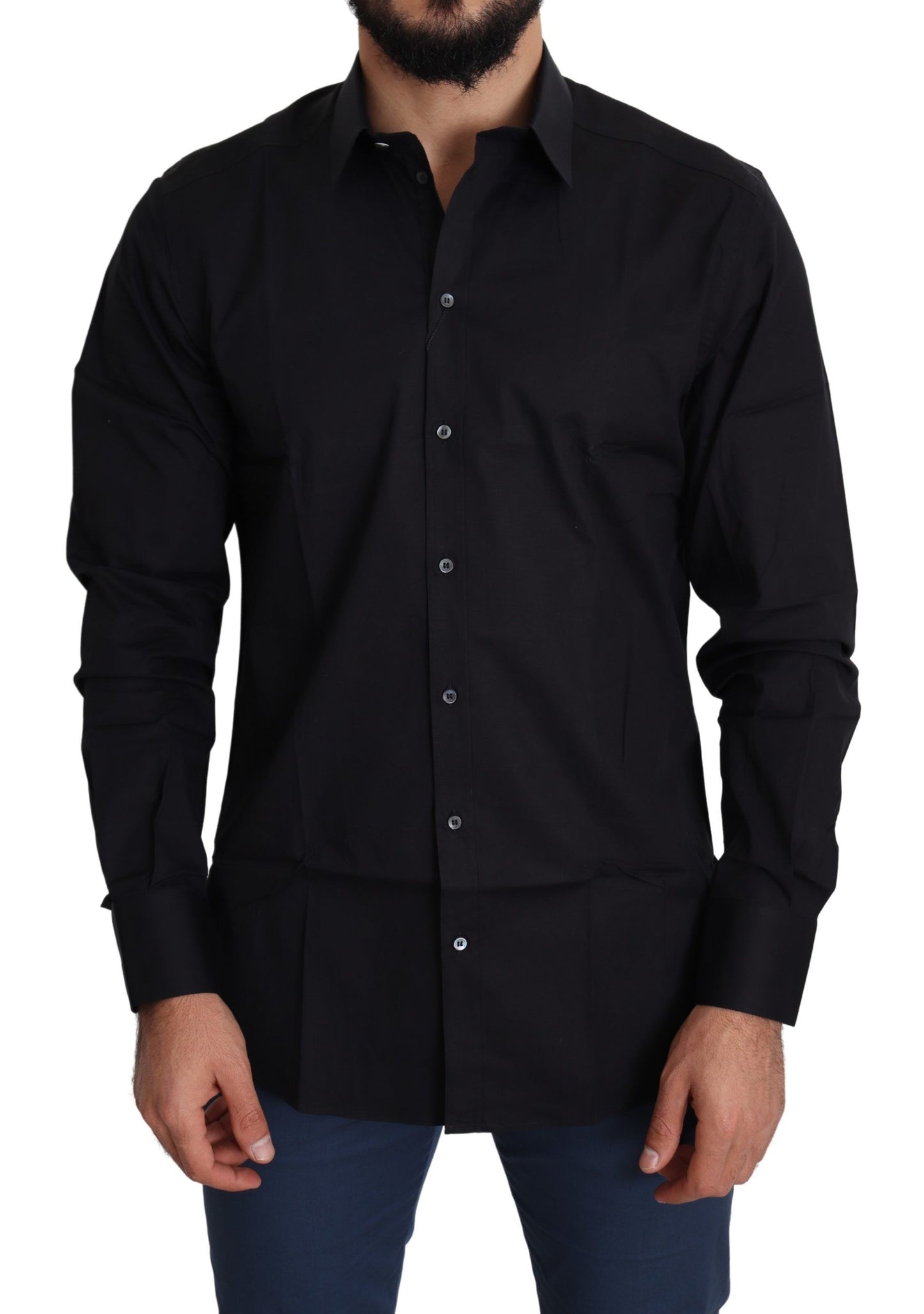 Chemise Habillée de Cérémonie Dolce & Gabbana GOLD Noire en Coton Stretch