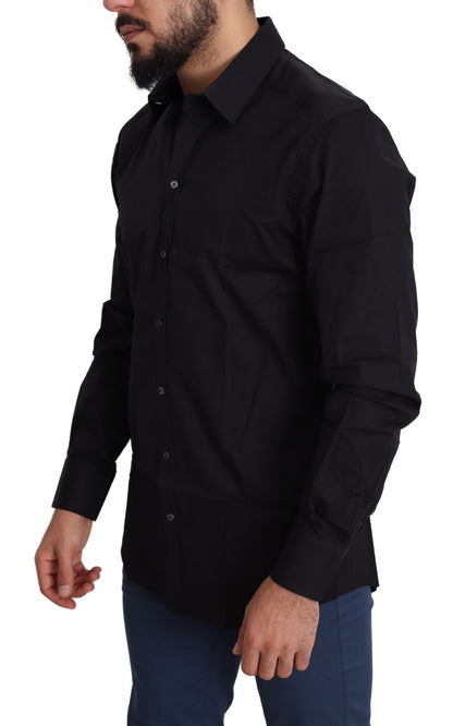 Chemise Habillée de Cérémonie Dolce & Gabbana GOLD Noire en Coton Stretch