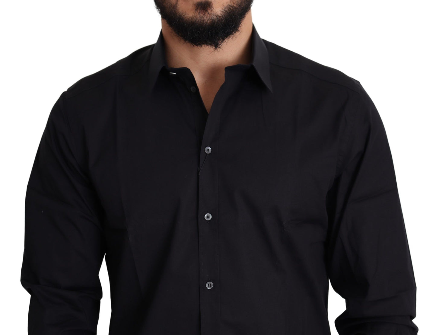 Chemise Habillée de Cérémonie Dolce & Gabbana GOLD Noire en Coton Stretch
