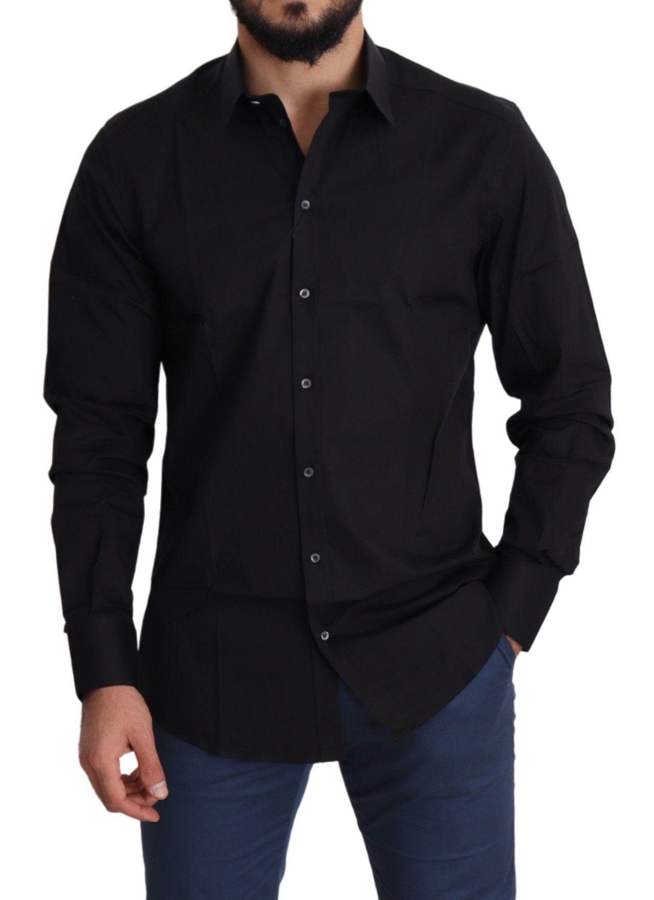 Chemise Habillée de Cérémonie Dolce & Gabbana GOLD Noire en Coton Stretch