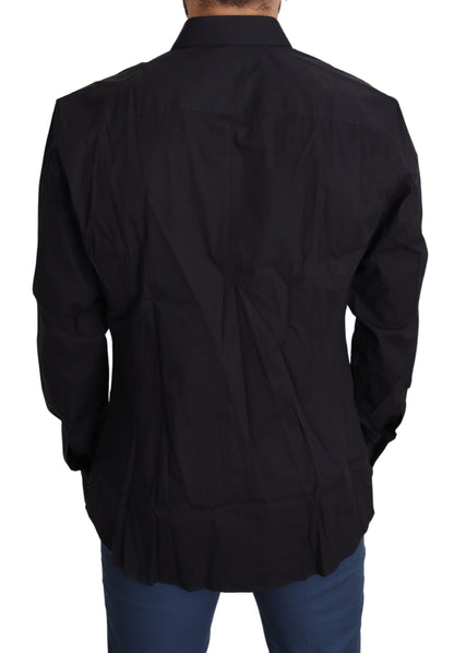 Robe chemise Dolce & Gabbana en coton stretch noir SICILIA