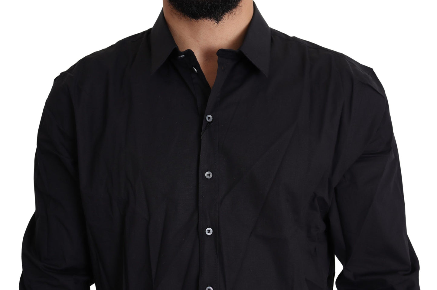 Robe chemise Dolce & Gabbana en coton stretch noir SICILIA