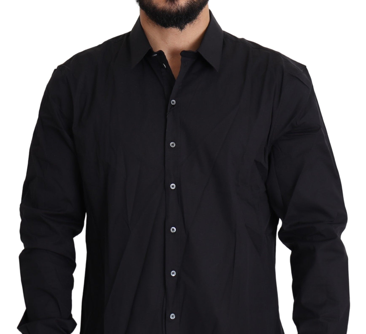 Robe chemise Dolce & Gabbana en coton stretch noir SICILIA
