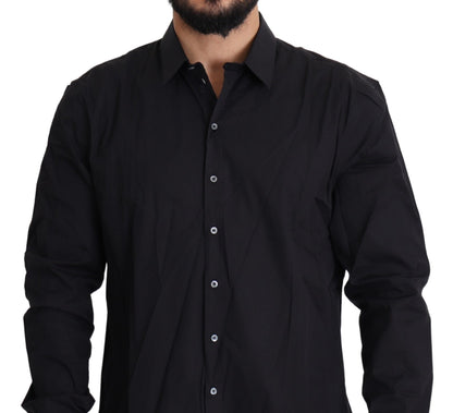 Robe chemise Dolce & Gabbana en coton stretch noir SICILIA