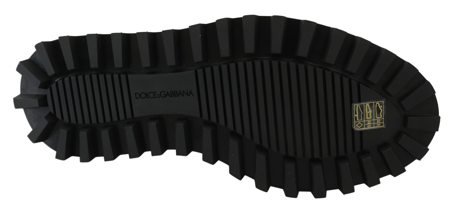 Chaussures derby Vulcano en veau caoutchouté noir à semelle épaisse Dolce & Gabbana