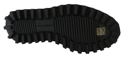 Chaussures derby Vulcano en veau caoutchouté noir à semelle épaisse Dolce & Gabbana