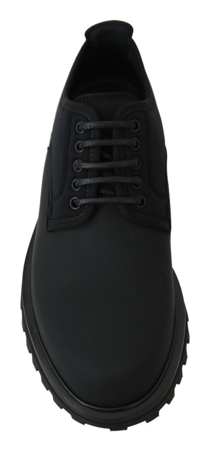 Chaussures derby Vulcano en veau caoutchouté noir à semelle épaisse Dolce & Gabbana