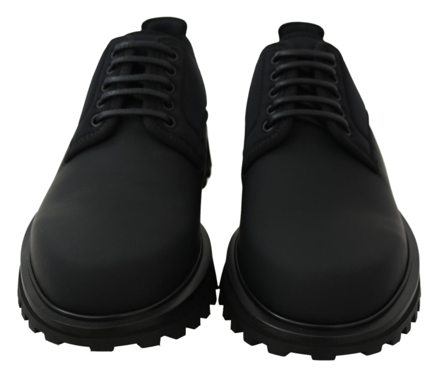 Chaussures derby Vulcano en veau caoutchouté noir à semelle épaisse Dolce & Gabbana