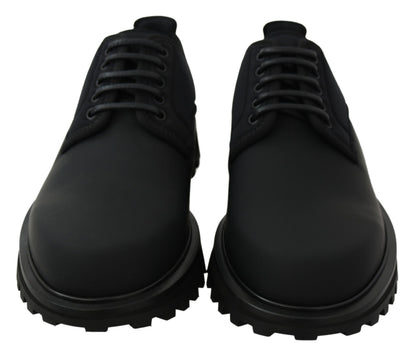 Chaussures derby Vulcano en veau caoutchouté noir à semelle épaisse Dolce & Gabbana
