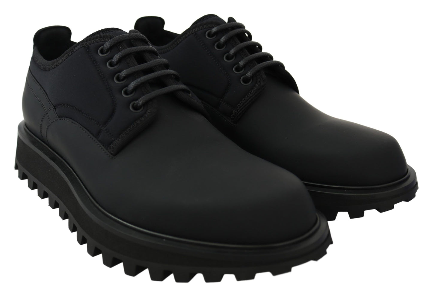 Chaussures derby Vulcano en veau caoutchouté noir à semelle épaisse Dolce & Gabbana