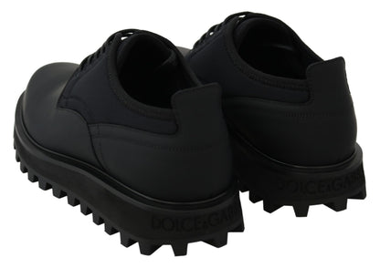 Chaussures derby Vulcano en veau caoutchouté noir à semelle épaisse Dolce & Gabbana