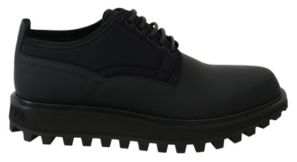 Chaussures derby Vulcano en veau caoutchouté noir à semelle épaisse Dolce & Gabbana