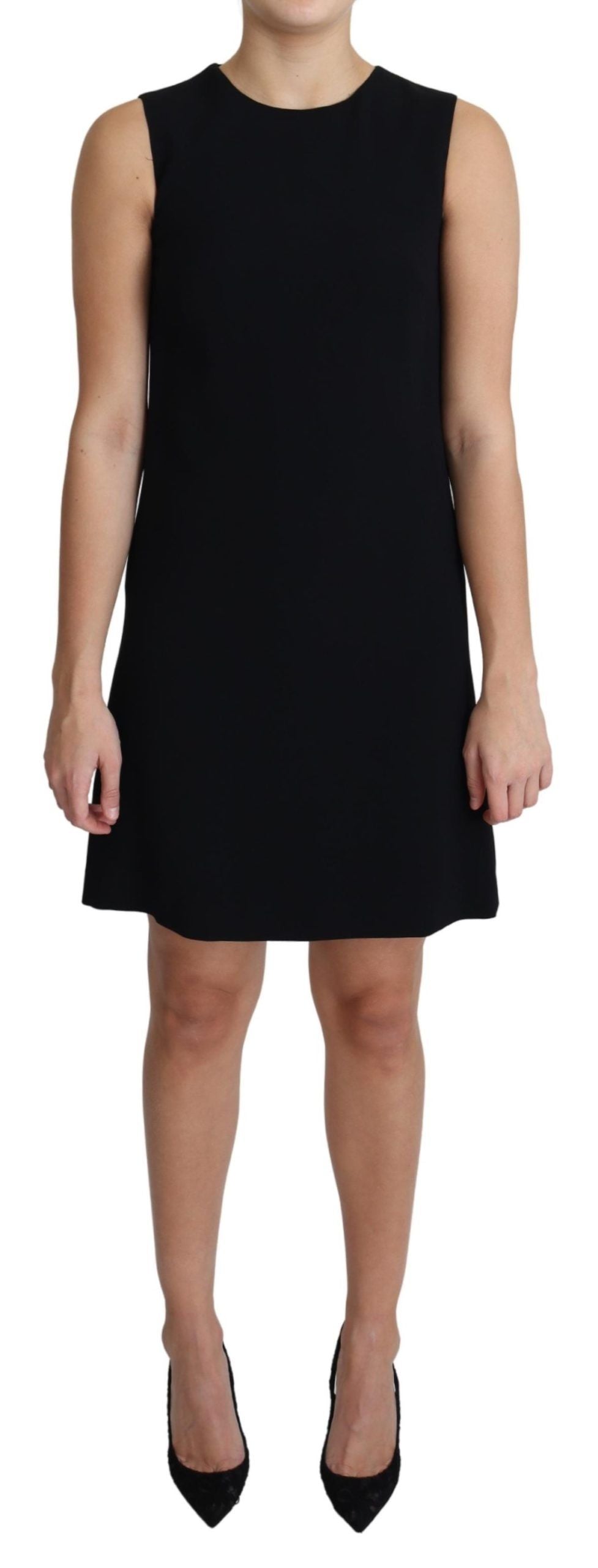 Robe courte trapèze Dolce & Gabbana en viscose stretch noire