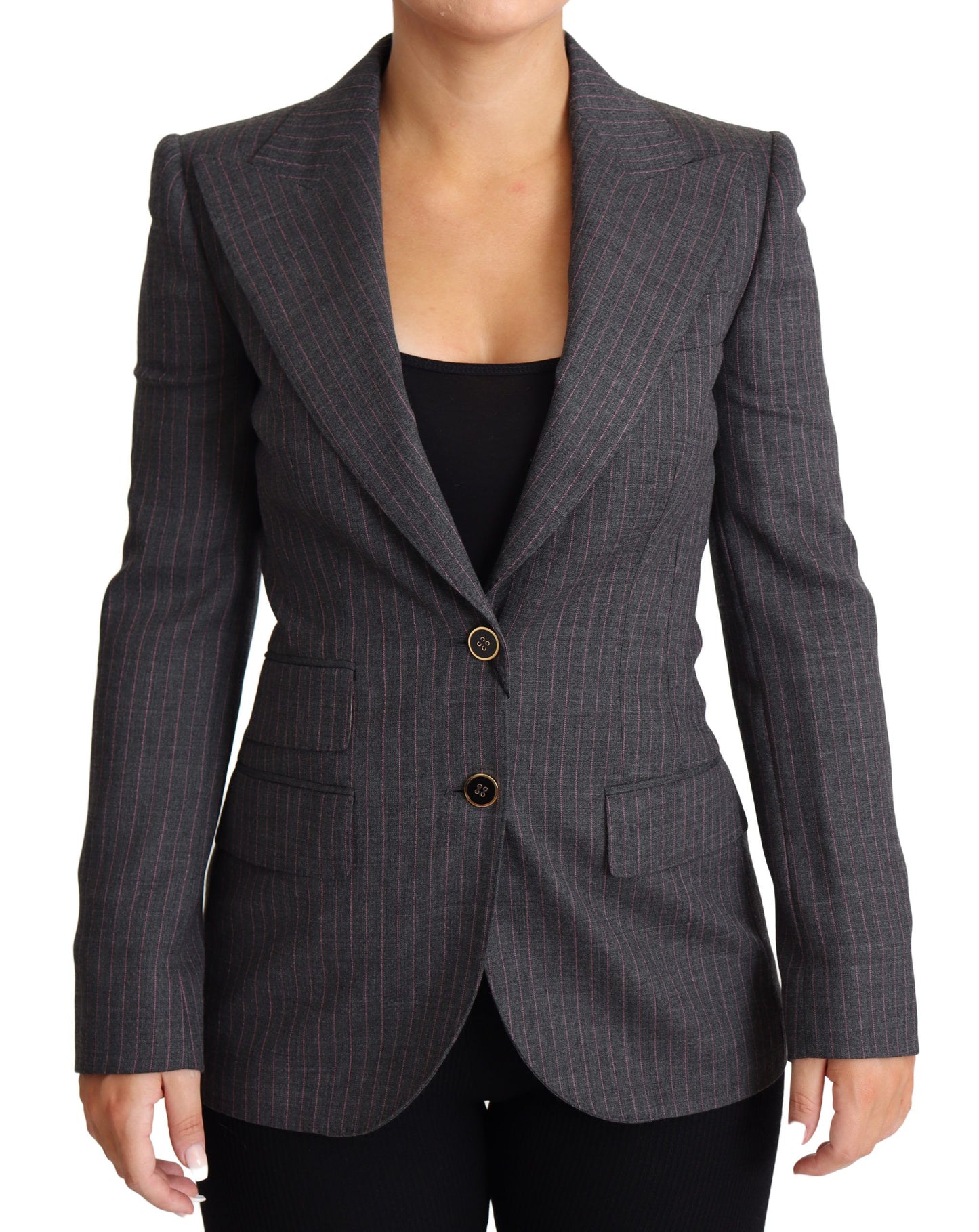 Veste blazer Dolce & Gabbana grise ajustée simple boutonnage en laine