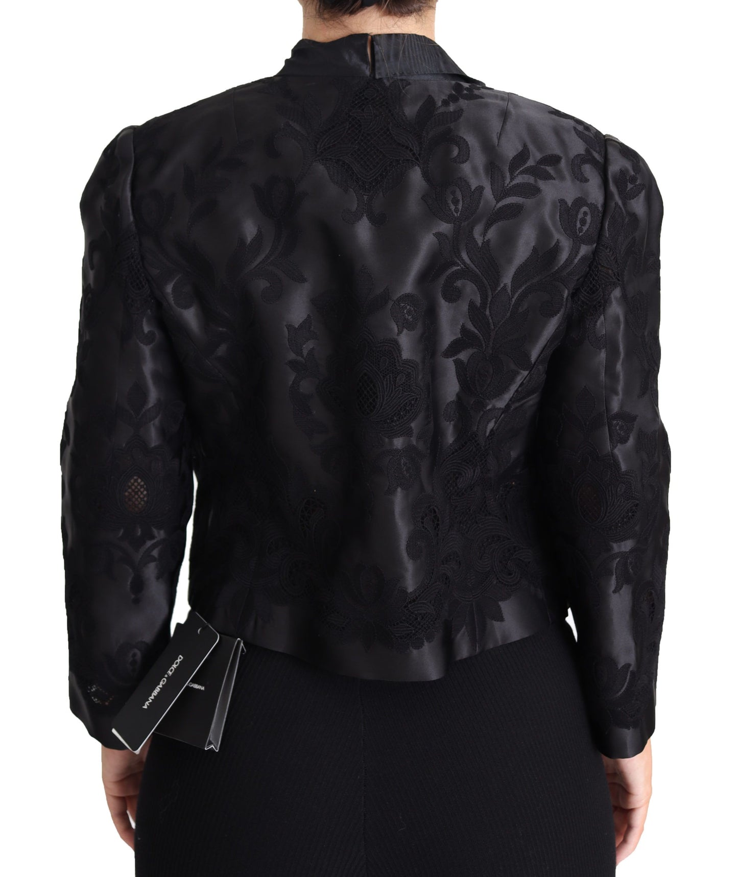 Veste en soie d'organza transparente à corset en dentelle noire Dolce & Gabbana