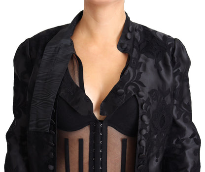 Veste en soie d'organza transparente à corset en dentelle noire Dolce & Gabbana
