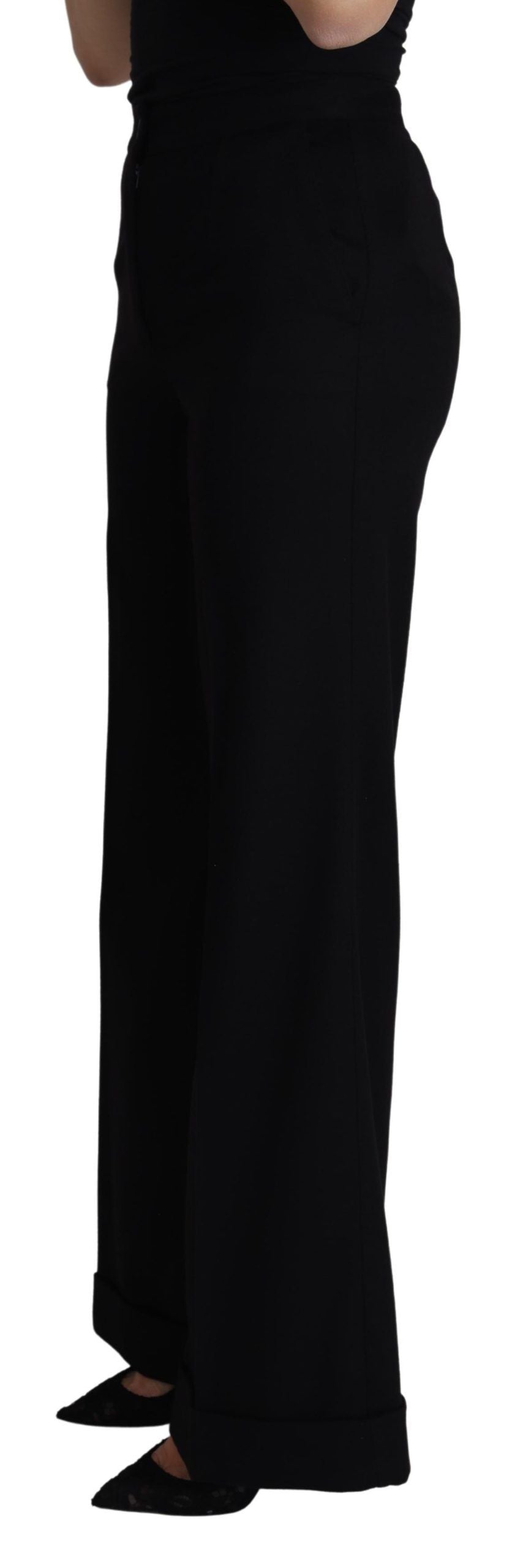 Pantalon large en cachemire noir pour femme Dolce & Gabbana