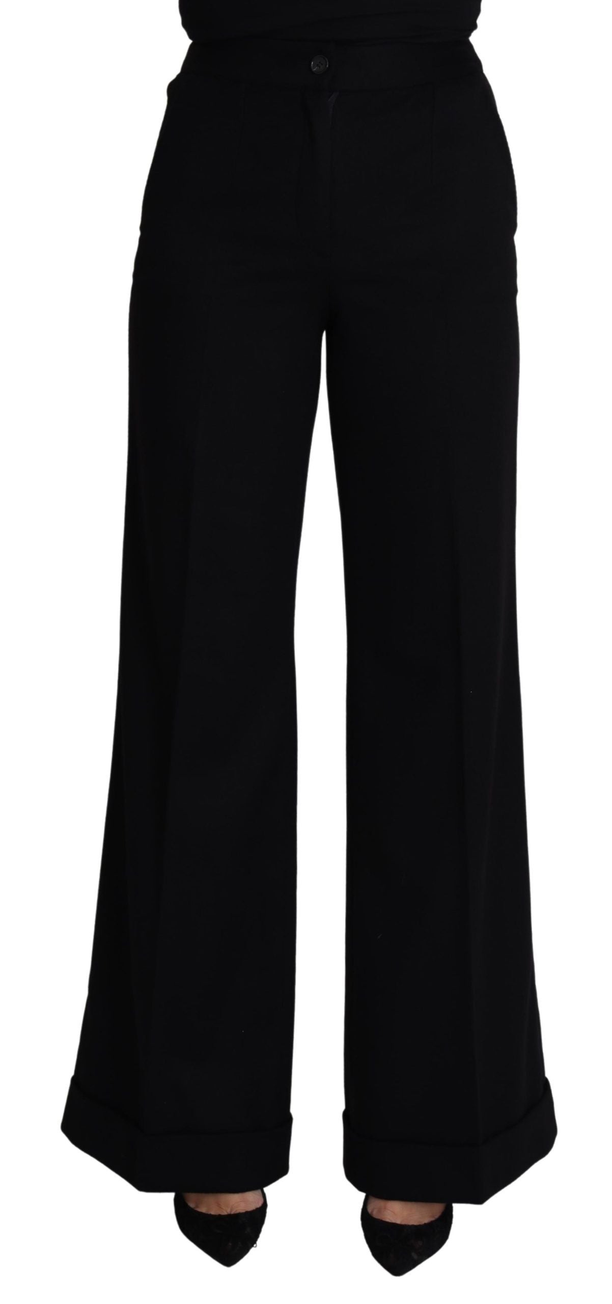 Pantalon large en cachemire noir pour femme Dolce & Gabbana