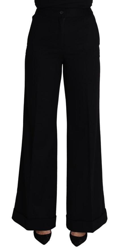 Pantalon large en cachemire noir pour femme Dolce & Gabbana