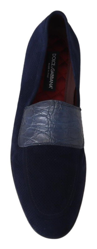 Chaussures Mocassins Dolce & Gabbana en Daim Bleu et Caïman