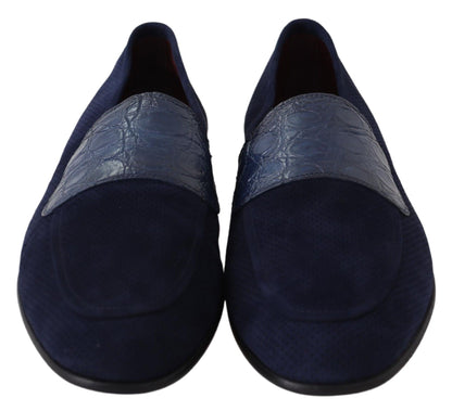 Chaussures Mocassins Dolce & Gabbana en Daim Bleu et Caïman