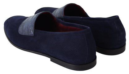 Chaussures Mocassins Dolce & Gabbana en Daim Bleu et Caïman