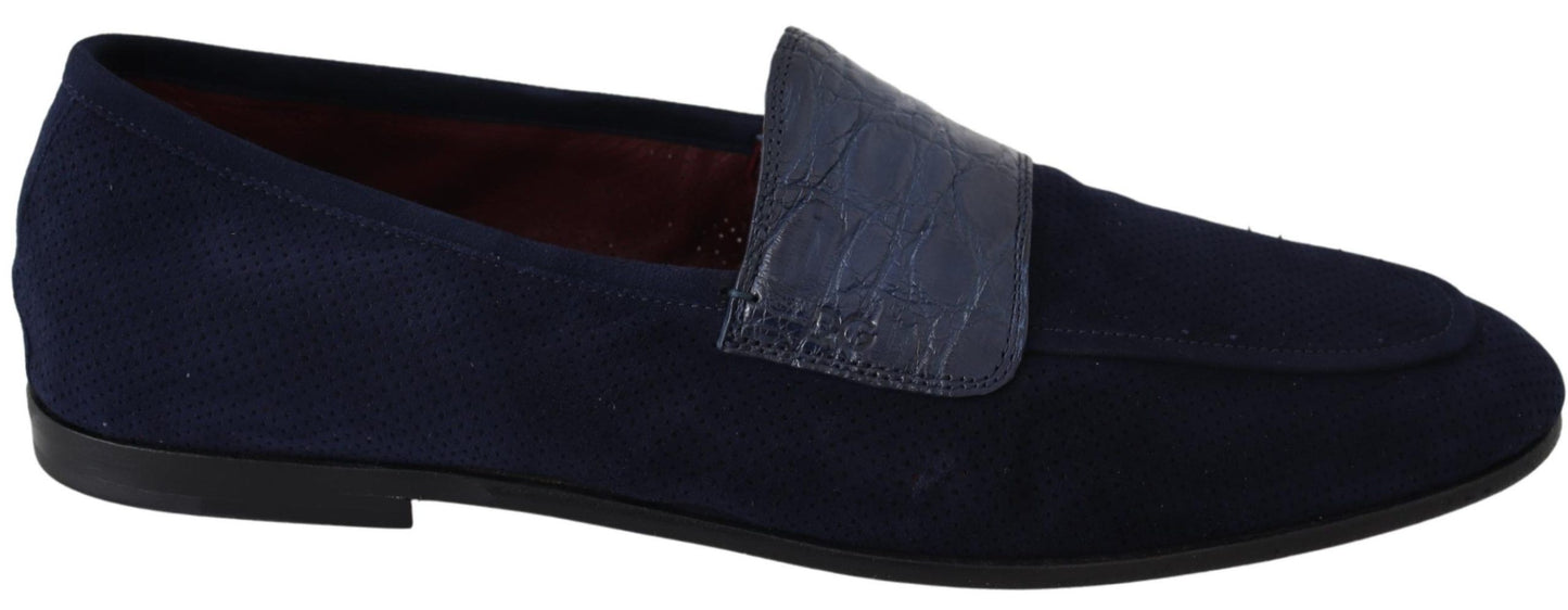Chaussures Mocassins Dolce & Gabbana en Daim Bleu et Caïman