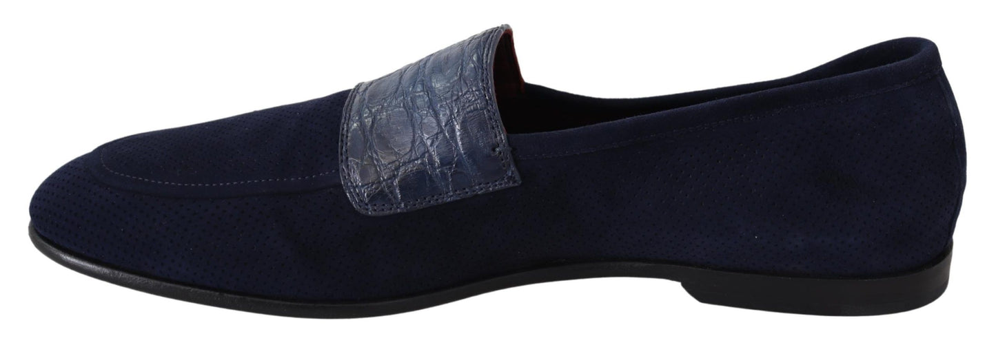 Chaussures Mocassins Dolce & Gabbana en Daim Bleu et Caïman