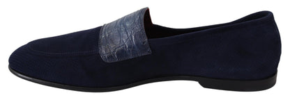 Chaussures Mocassins Dolce & Gabbana en Daim Bleu et Caïman