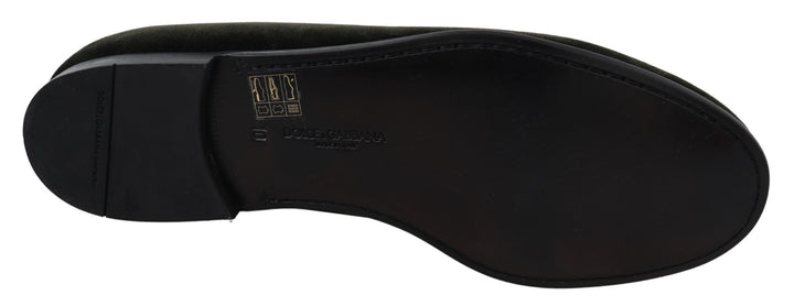 Mocasines sin cordones de terciopelo verde para hombre Dolce & Gabbana