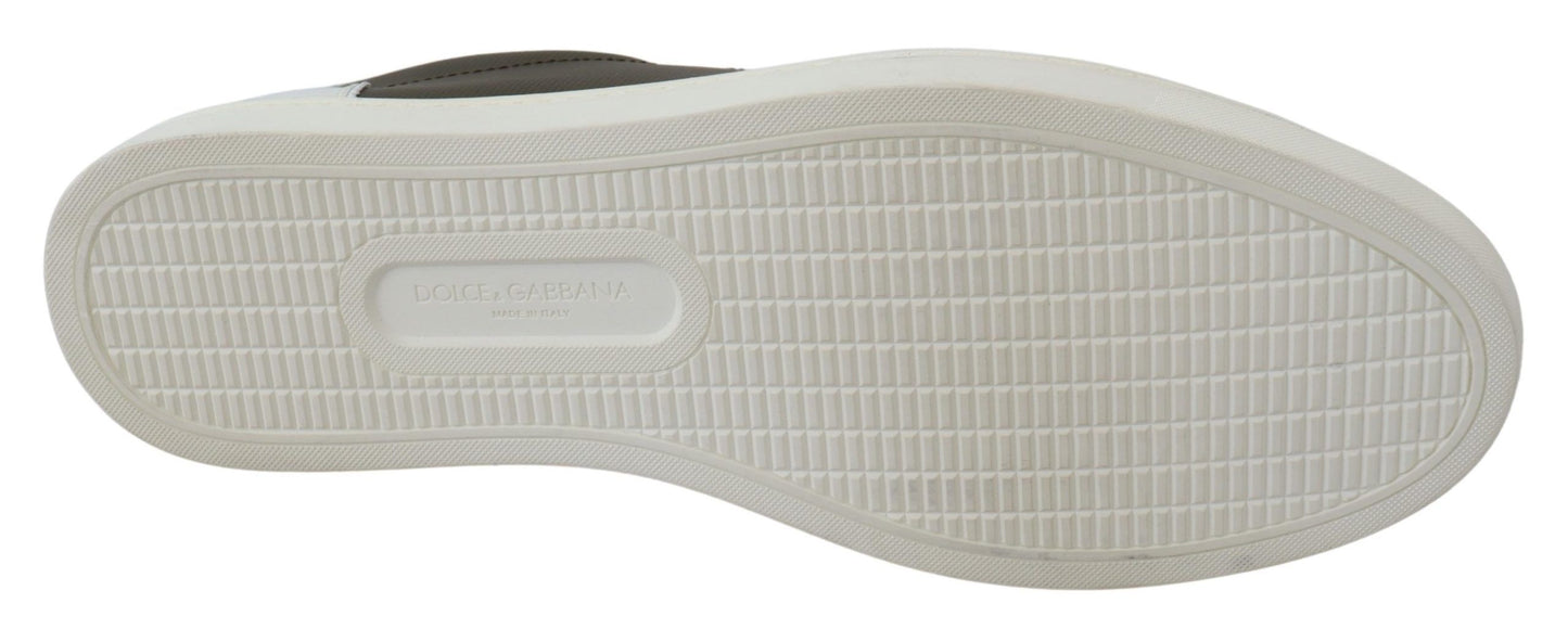 Chaussures sneakers basses en cuir blanc et vert Dolce & Gabbana