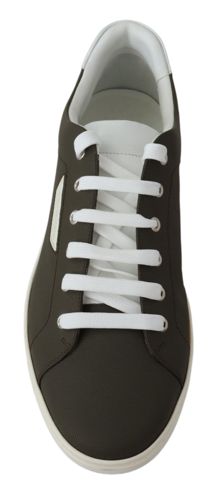 Chaussures sneakers basses en cuir blanc et vert Dolce & Gabbana