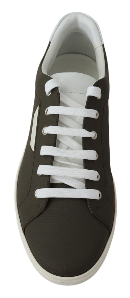 Chaussures sneakers basses en cuir blanc et vert Dolce & Gabbana
