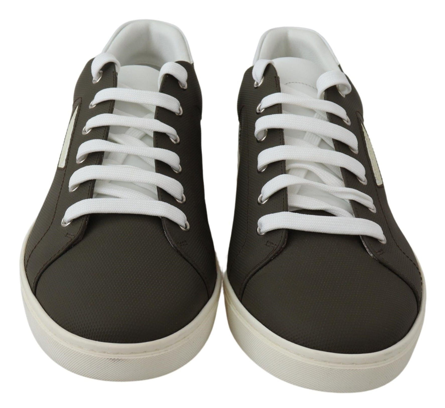 Chaussures sneakers basses en cuir blanc et vert Dolce & Gabbana
