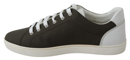 Chaussures sneakers basses en cuir blanc et vert Dolce & Gabbana