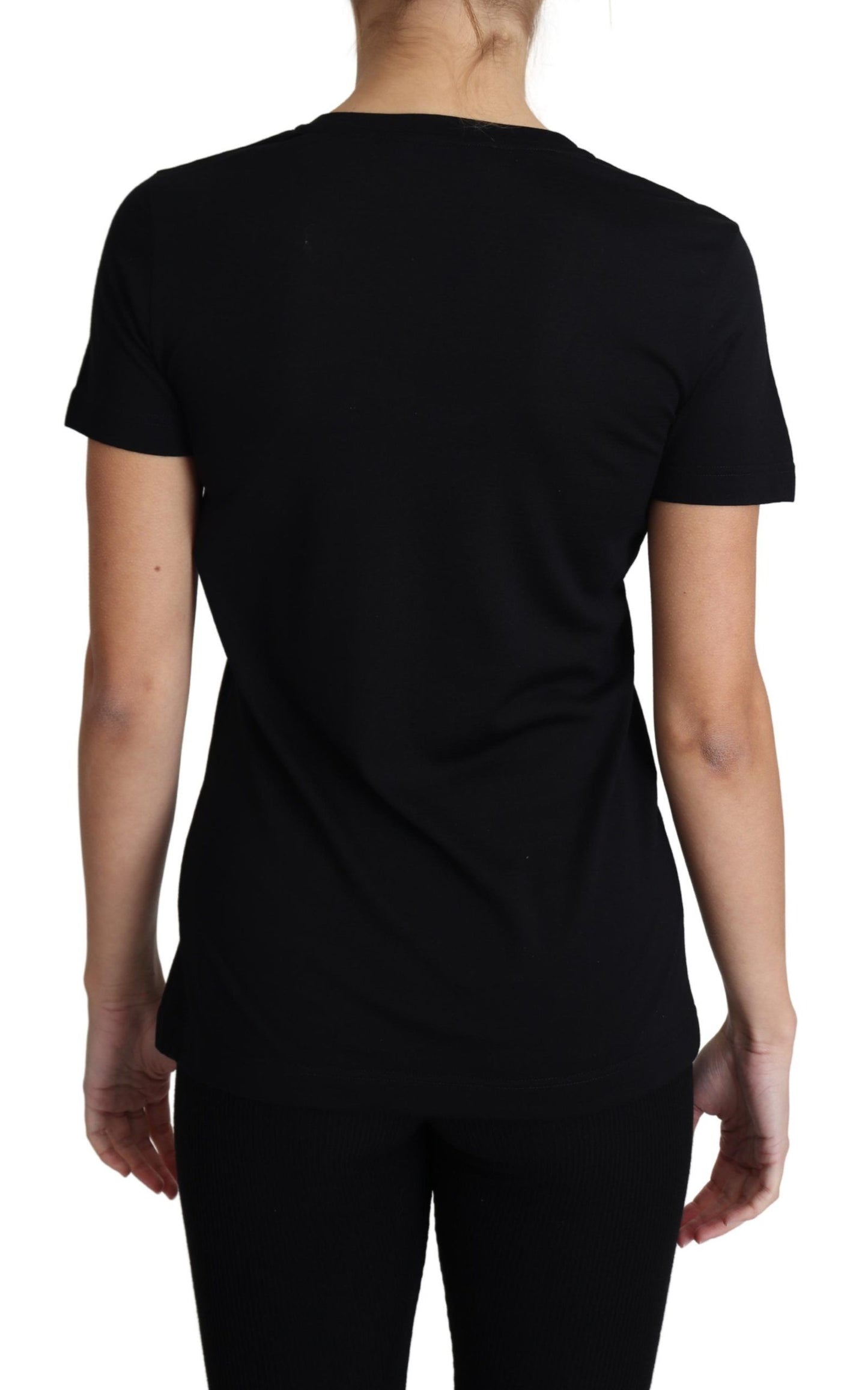 T-shirt Dolce & Gabbana en laine noire à col rond et manches courtes