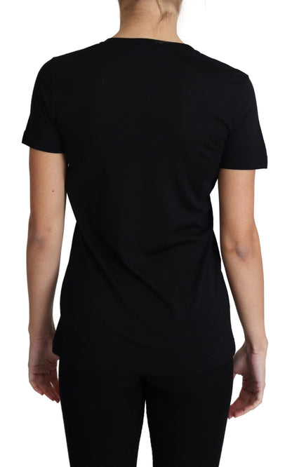 T-shirt Dolce & Gabbana en laine noire à col rond et manches courtes