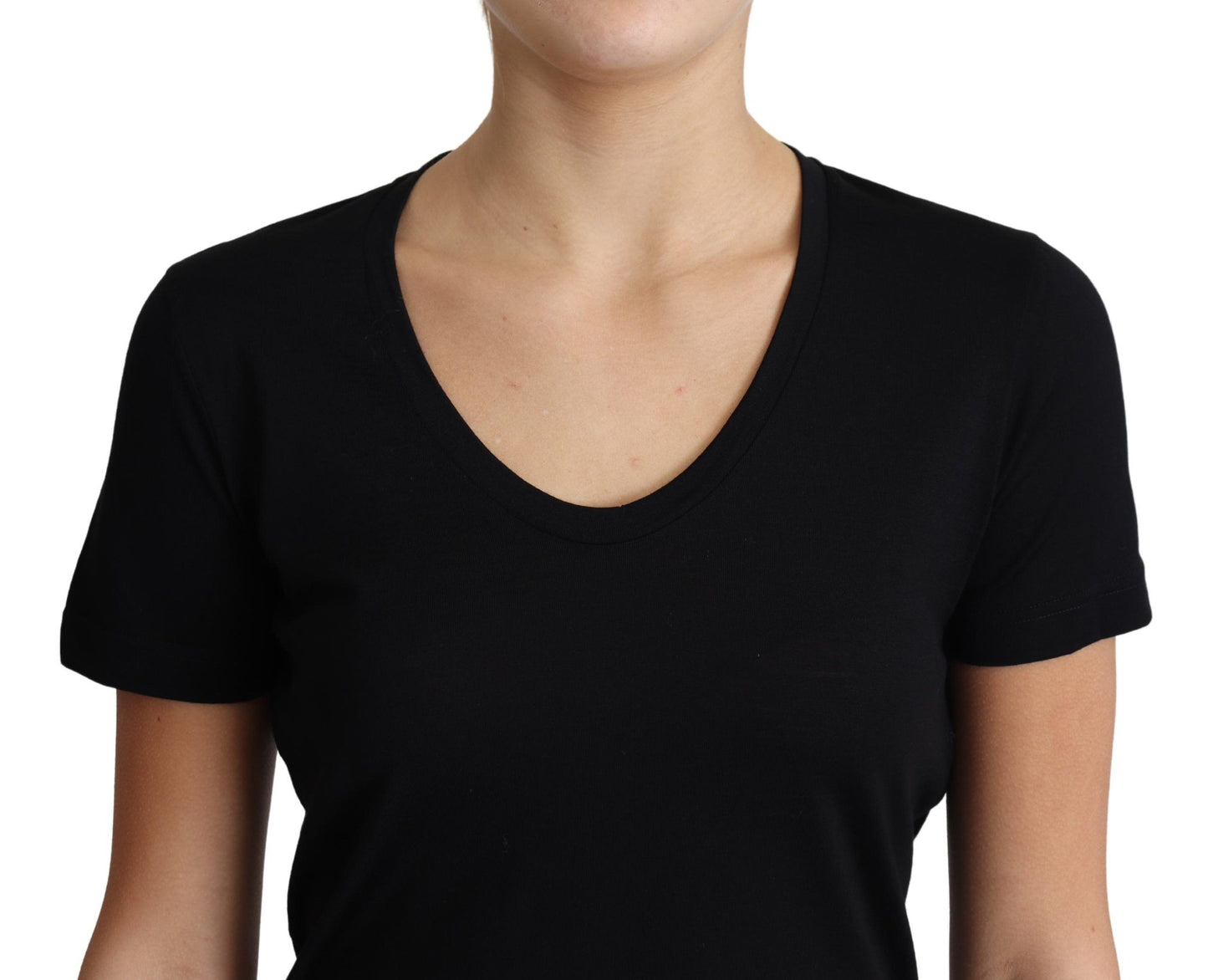 T-shirt Dolce & Gabbana en laine noire à col rond et manches courtes