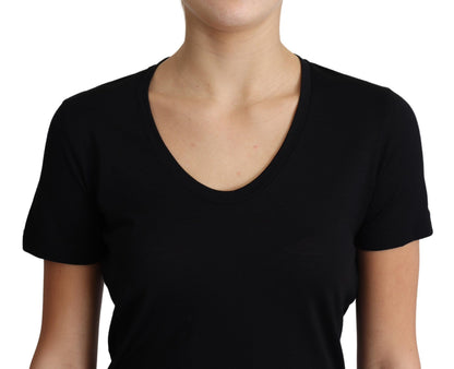 T-shirt Dolce & Gabbana en laine noire à col rond et manches courtes
