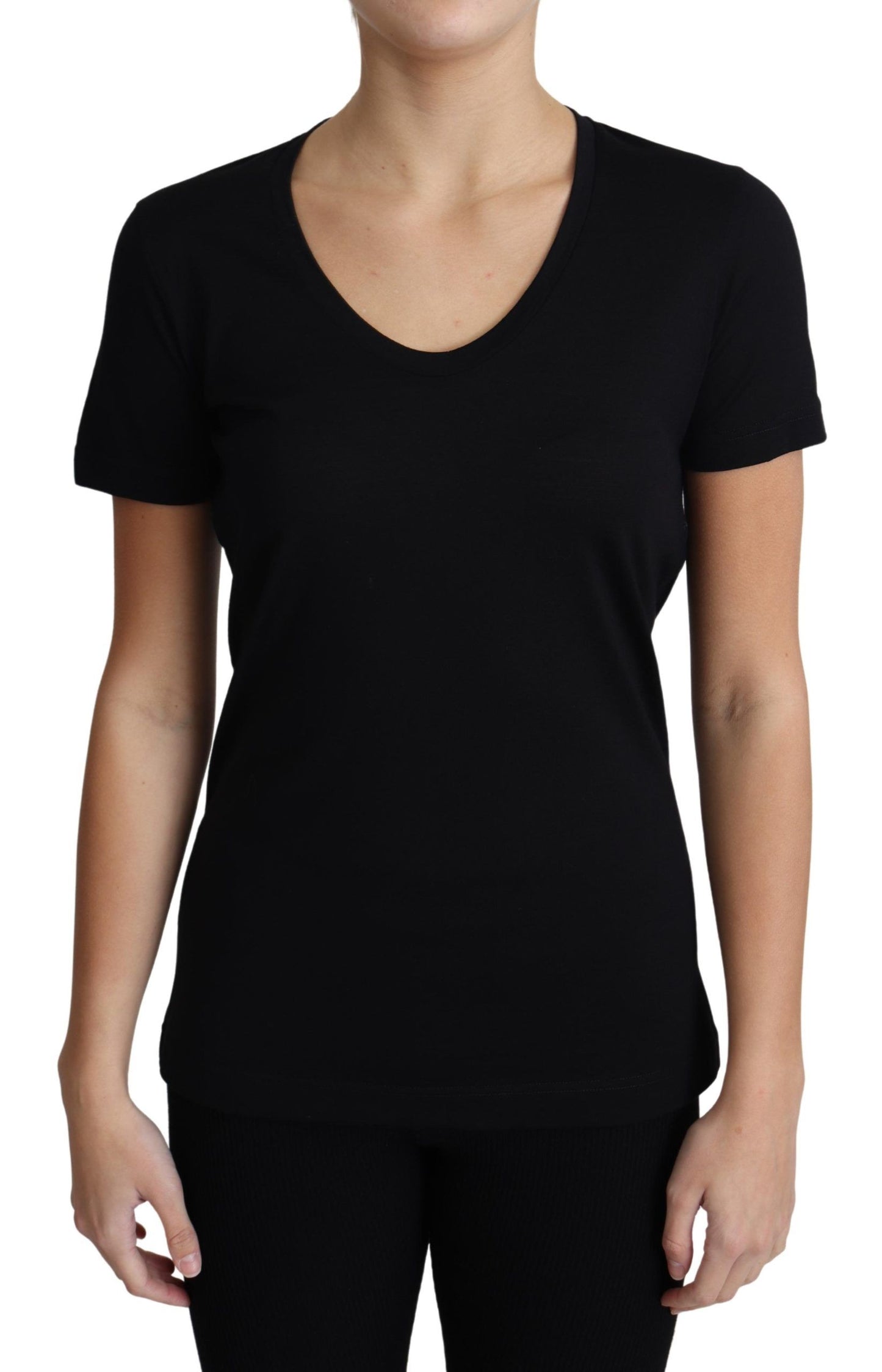 T-shirt Dolce & Gabbana en laine noire à col rond et manches courtes