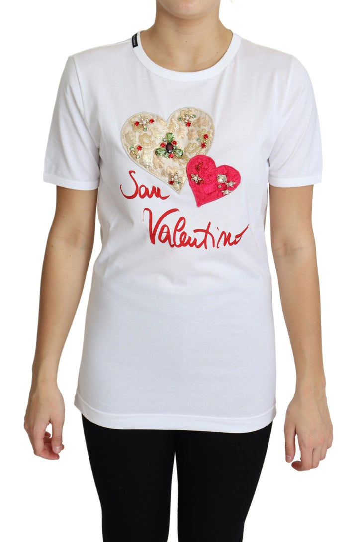 Camiseta Dolce & Gabbana Blanca San Valentino Corazones Cristales