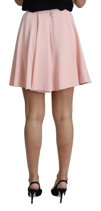 Mini-robe trapèze en rayonne rose à plis couchés Dolce & Gabbana