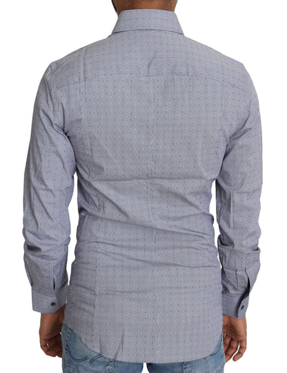 Chemise de cérémonie semi-ajustée Dolce & Gabbana grise à pois SICILIA