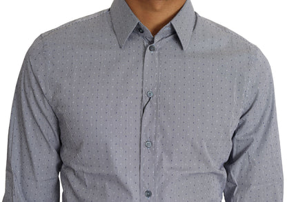 Chemise de cérémonie semi-ajustée Dolce & Gabbana grise à pois SICILIA