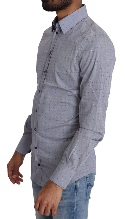 Chemise de cérémonie semi-ajustée Dolce & Gabbana grise à pois SICILIA