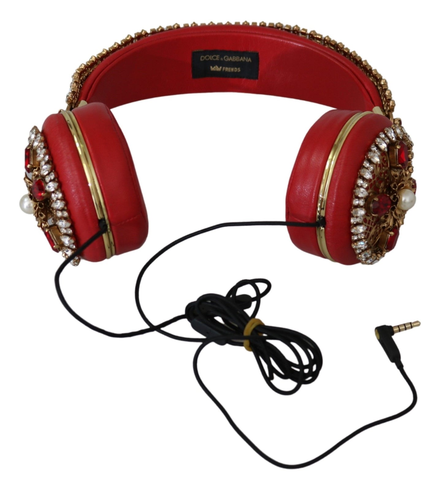 Casque audio Dolce & Gabbana FRENDS en cuir rouge avec cristaux floraux