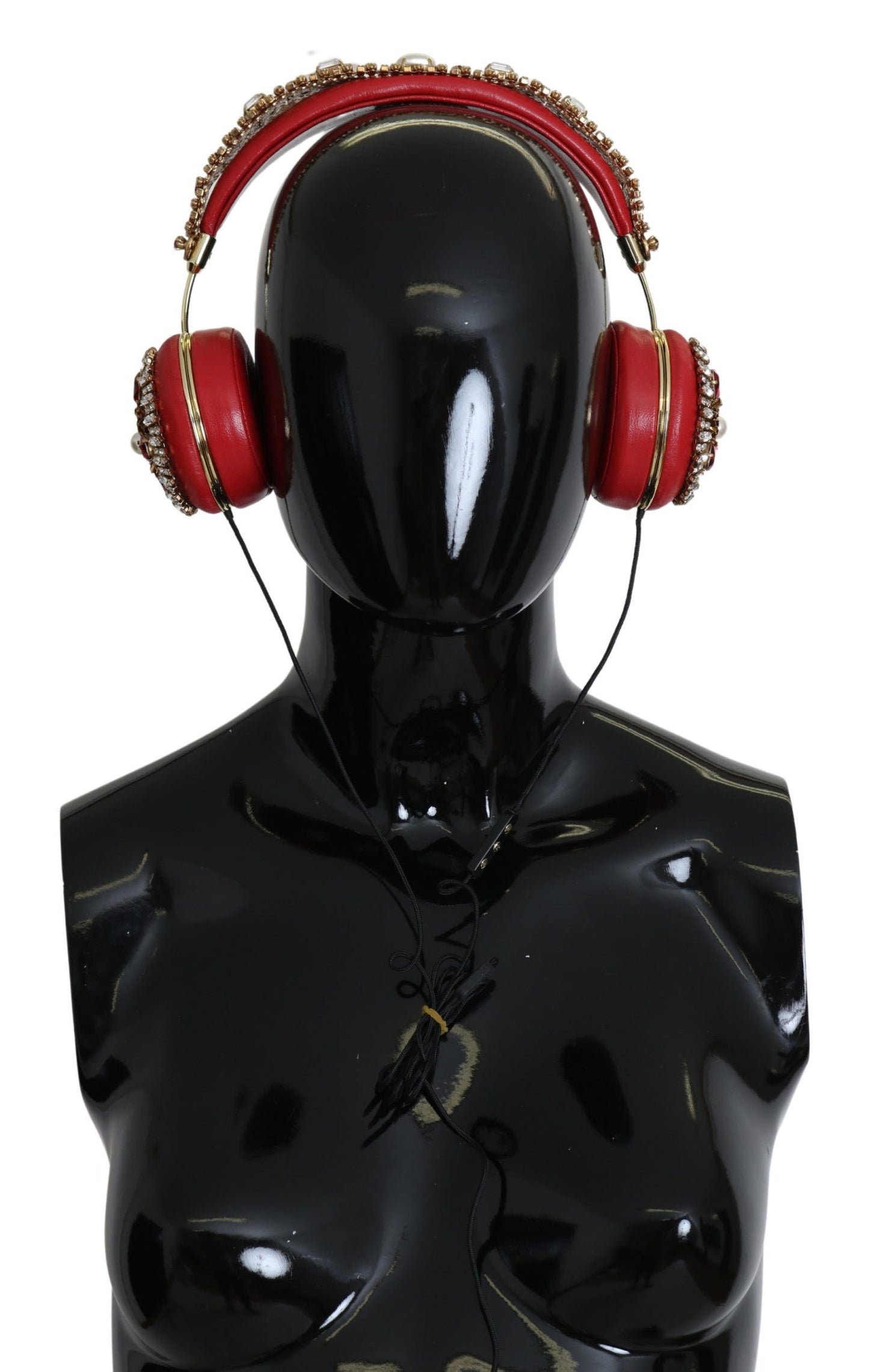 Casque audio Dolce & Gabbana FRENDS en cuir rouge avec cristaux floraux