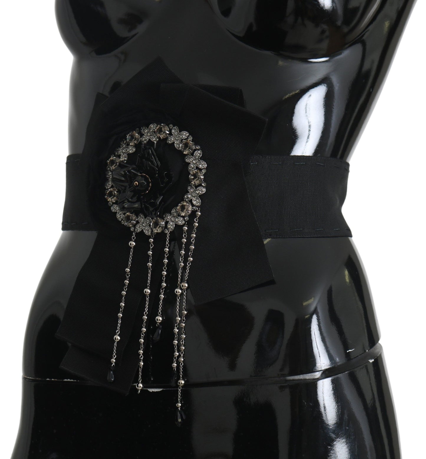Ceinture large SARTORIA Dolce & Gabbana ornée d'une broche en cristal noire